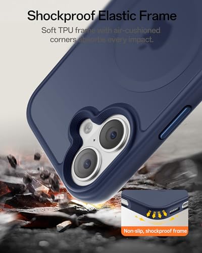Image of UNBREAKcable For iPhone 17 Case for MagSafe, Full Camera Protection, Built-in Magnetic Ring, Shockproof, Scratch-Resistant, Translucent Matte Mobile Phone Case for iPhone 17 Case 6.3 Inch, Deep Blue