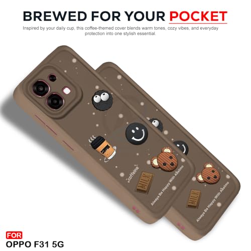 Image of AESTMO Back Case Cover for Oppo F31 / F33 5G Cover | Cute Fun Cartoon 3D Ball | Coffee Silicone Case | Full Body Protection | Camera Protection Back Oppo F31 / F33 5G (Brown)