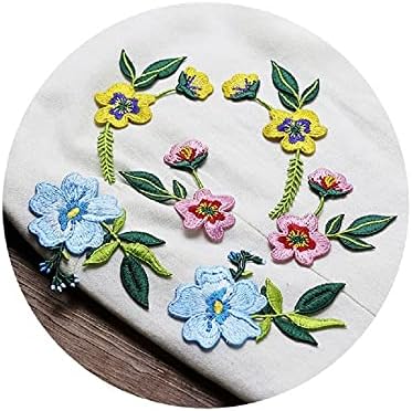 Three Pairs Floral Decorative Patches, Beautiful Flowers Embroidered Applique for Clothes Backpacks T-Shirt Jeans Skirt Vests Scarf Hat Bag (3 Pairs Flowers-Blue/Pink/Yellow)