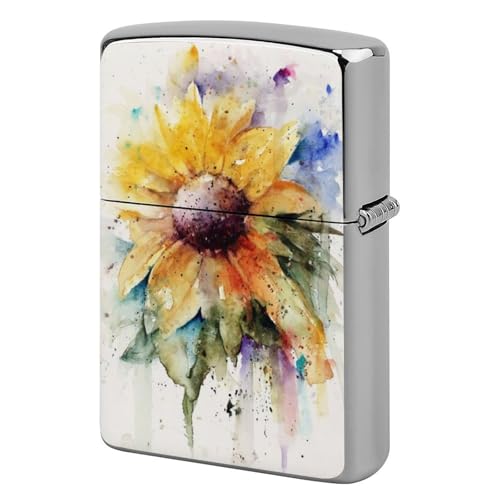 ライターケース ZIPPO/ジッポー兼用ケース 水彩画 向日葵 ジッポライターカバー 互換性のある 軽量 おしゃれ 両面プリント メンズ レディース 贈り物
