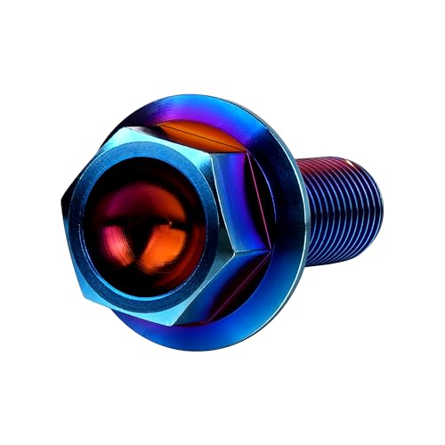 Image of Ti Screws M10 x 20 25 30 35 40 45 50 55 60 65 70 75 80 90 100mm 1.25 Pitch Titanium Flange Hex Bolt Pack of 4 (Burnt Blue, M10x30mm)
