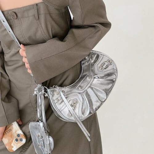 Y2K Punk Shoulder Bag for Women Handbag Shoulder Purse with Rivet Leather Crossbody Bag Fof Lady3