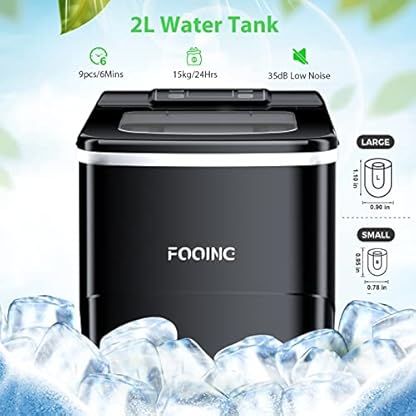 Eiswürfelmaschine FOOING Ice Maker Eiswuerfel in 6 Minuten fertig 2L Ice Machine Maker mit Eisschaufel und Korb LED… – Bild 4