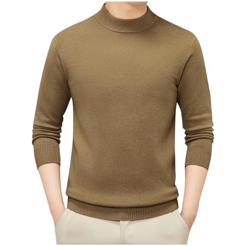 Mock Neck Long Sleeve Sweaters for Men Slim Fit Casual Warm Basic Sweater for Fall and Winter
