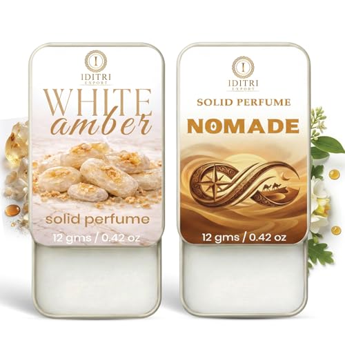 Image of IDITRI EXPORT Solid Perfume |Nomade&White amber Alcohol Free Wax Perfume Balm, Long Lasting | Pocket Tin 12g, Pack Of 2| Non Greasy Smooth Glide, Travel Friendly Men And Women