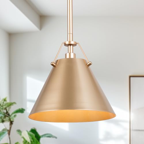 Image of KSANA Gold Pendant Light, Modern Cone Hanging Lighting Fixture for Kitchen Island, Hallway, Dining Room, Foyer and Bedroom