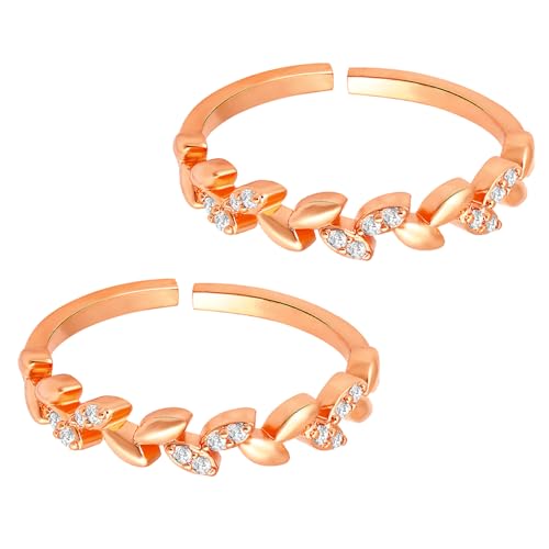 Image of Peora Cubic Zirconia Studded Adjustable Toe Ring Bichiya Stylish Fancy Daily Regular Jewellery for Women