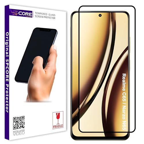 Image of Tempered Glass Screen Protector Compatible for Realme Narzo N65 5G & Realme C65 5G | Edge-to-Edge Coverage | 9H Scratch Resistant | HD Clear Protection | Bubble-Free Easy Installation