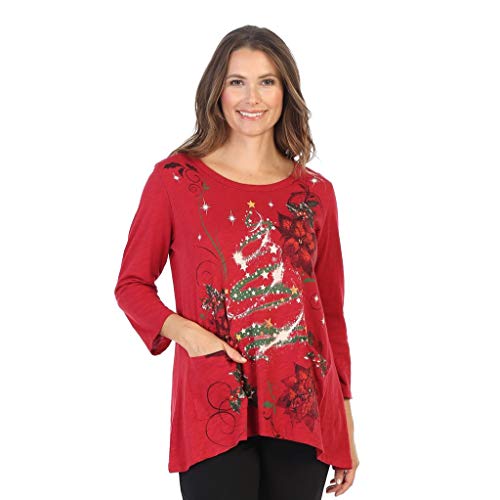 Jess & Jane Jolly Time Christmas Theme Tunic - CS4-1446 Red