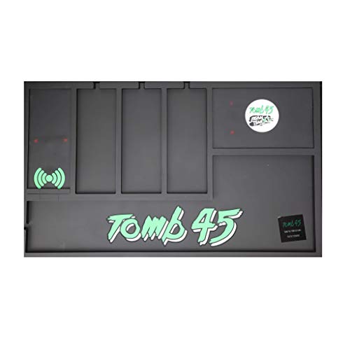 Powered Mat by Tomb45, organizing mat with wireless charging capability, Fast wireless charging for phone, airpods, powerclips attached to clippers and trimmers, and BeamTeam XL cordless airbrush