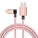 CableCreation Angled Lightning to USB Cable, 4FT Apple USB Data Sync Charge Cable for iPhone 6S/6, iPhone 5/5S/5C, Metal Plug & Cotton Jacket, Rose Gold Color