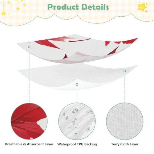 Drap de lit imperméable d'exception motif feuille d'érable blanc bébé - 6