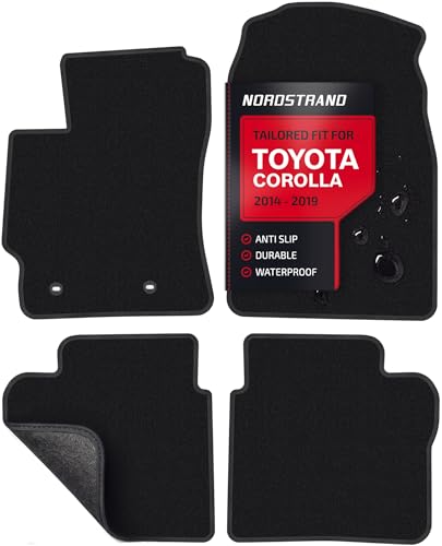 Floor Mats for Toyota Corolla 2014 2015 2016 2017 2018 2019 - Custom 3D Fit - 1st and 2nd Row Set - Rubber Anti-Slip Backing - Heavy Duty 22oz Carpet Mat - All Weather Car Liner Floormats