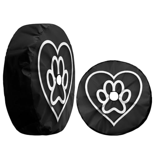 Image of Delerain Spare Tire Cover with Backup Camera Hole Heart with Paw Print Wheel Covers Waterproof Dust-Proof UV Sun Universal Fit for Trailer RV SUV Truck (18 Inch for Diameter 32 inch-34 inch)