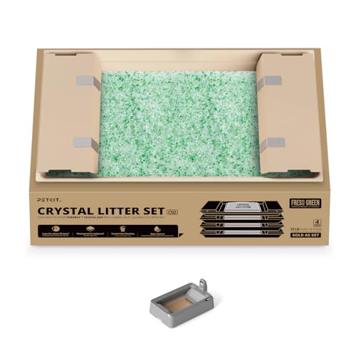 PETKIT Lettiera per Gatti Crystal, Lettiera per Gatti non Agglomerante, Compatibile con PUROBOT CRYSTAL DUO, Eliminazione Multi-odore, Antipolvere, Leggera e Pronta, Ricambio Diretto, 4 Sacchi, Verde
