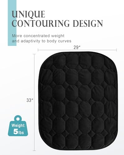 Image of Cottonblue Weighted Lap Blanket Pad 5 lbs 29 inch x 33 inch, Cozy Luxury Crystal Velvet Weighted Blanket for Adults Teens, Small Weighted Blanket Throw All Season for Travel Relaxation Sleeping, Black Blanket