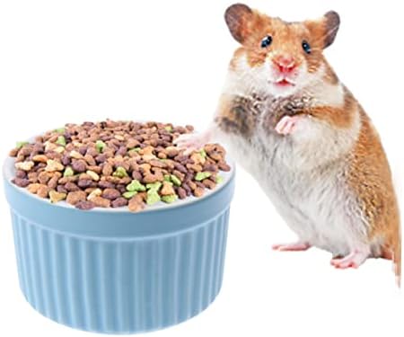 2pcs Eco-Friendly Ceramic Pet Bowls - Lightweight & Round Feeders for Hamsters, Rabbits - Ideal for Dry & Wet Food, Water - Blue Color