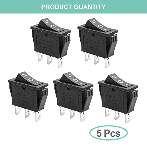 QTEATAK 5Pcs SPDT 3 Pins 3 Position ON/Off/ON Toggle Rocker Switch AC 15A/250V 20A/125V for Car Boat KCD3