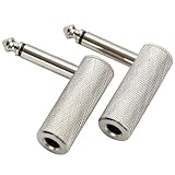 Greluma 2 pcs altacalidad TS macho de 6,35mm a hembra conector metal resistente de 6,35mm,conector mono de 1/4" a conector mono 1/4" para guitarra mezclador altavoz KTV,niquelado