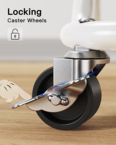 Pipishell 3 Tier Metal Rolling Utility Cart, Heavy-Duty Storage Rolling Cart With 2 Lockable Wheels, Multifunctional Mesh Organization Utility Cart For Kitchen Dining Room Living Room (White) #TOP3