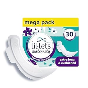 Lil-Lets Extra Long Postpartum Maxi Pads with Wings – 30 Pack Bundle for Post-Natal Bleeding & Heavy Flow – Postpartum Essentials – Extra Absorbent, Soft & Cushioned Maternity Towels, Fragrance-Free