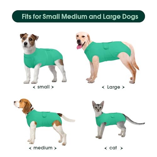 Kuoser Dog Surgery Suit Female Spay, Dog Recovery Suit Male Neuter, Puppy Clothes Onesie for Surgery Anti Licking Abdominal Wounds Pet Surgical Recovery Bodysuit Shirt, Substitute E-Collar & Cone
