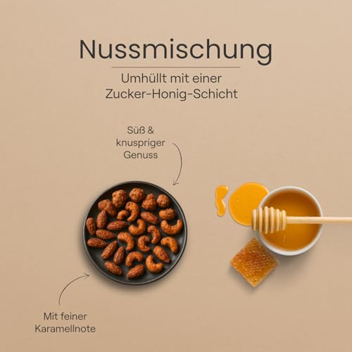 Alucra Honey-Mix Premium Nussmischung karamellisiert 500g - Handveredelte Nüsse - Cashewkerne - Mandeln - Macadamia - Haselnüsse - Pekannüsse mit Honig
