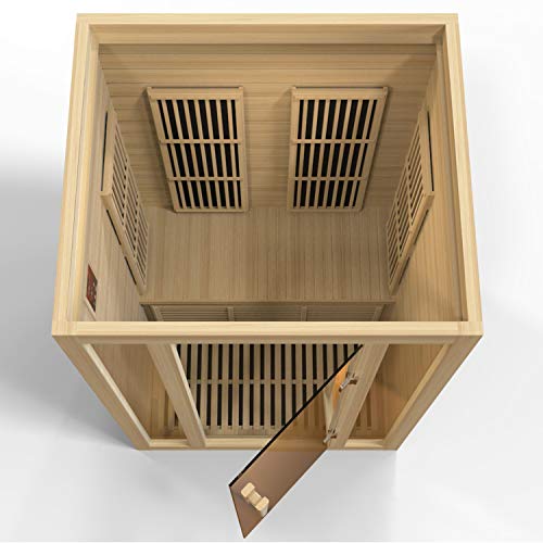 Durasage 2-Person Carbon Infrared Sauna - Canadian Hemlock Wooden Sauna - 1750 Watts - Bluetooth, FM Radio & USB Input - Thumbnail 5