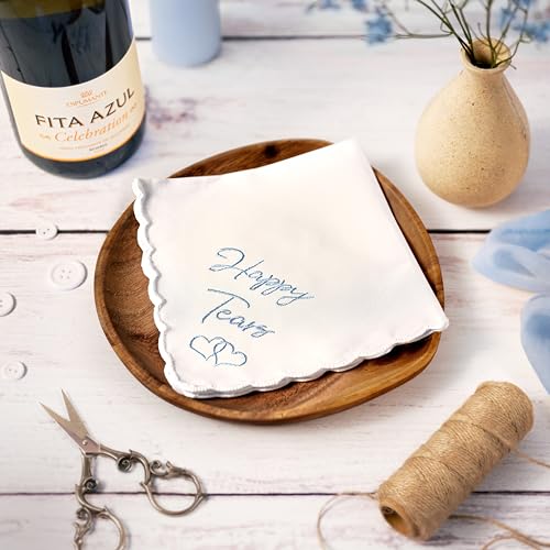Image of Mother Of The Bride Gifts Something Blue For Bride On Wedding Day Handkerchief