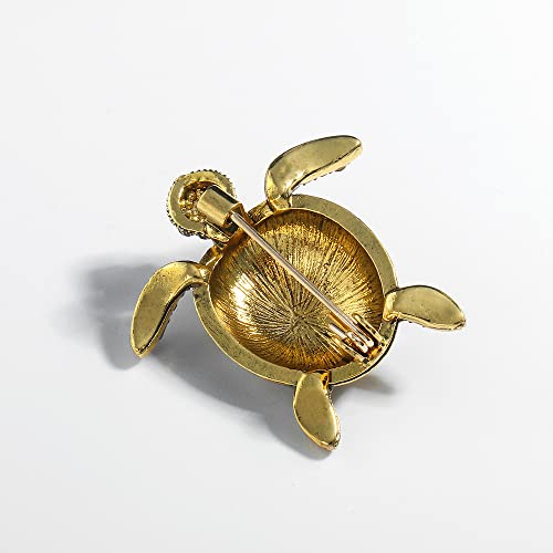 Image of Turtle Animal Brooch Pin Exaggerated Long Life Tortoise Lapel Pin Retro Crystal Sea Animal Safty Pin Women Men Clothes Decor Birthday Gift for Mom Grandma