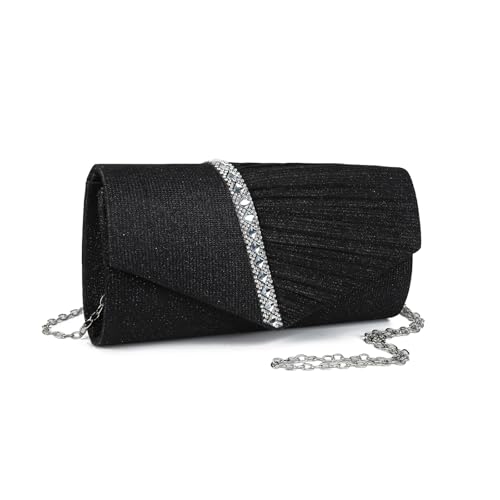 Gladdon Clutch Damen, Glitzer Abendtasche,Glänzende Elegante Envelope Tasche,Strassstein Cross Body Umhängetasche für Hochzeit Party Bankett Feiertage,Geschenk