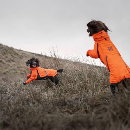 Non-Stop Dogwear Fjord Regenmantel Overall, Reflektierend, Orange-Schwarz, Wasserdichter Hundemantel mit 3M Details (65)