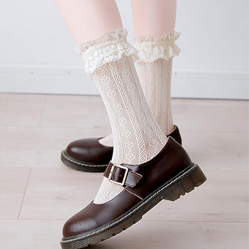 Womens Lace Ankle Socks Ruffle Frilly Socks,Mesh Lace Trim Lolita Sock,Cute Mesh Frilly Dress Sock for Women2