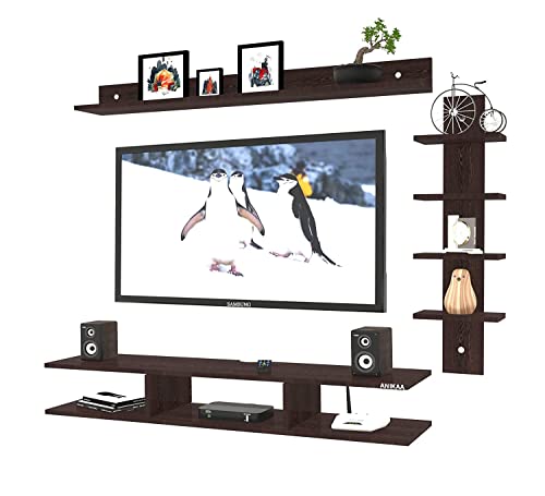 Image of Anikaa Sunray Engineered Wood Wall Mount TV Unit /TV Stand /Wall Set Top Box Stand /TV Cabinet /TV Entertainment Unit (Wenge)(Ideal for Upto 50 inch)(D.I.Y)