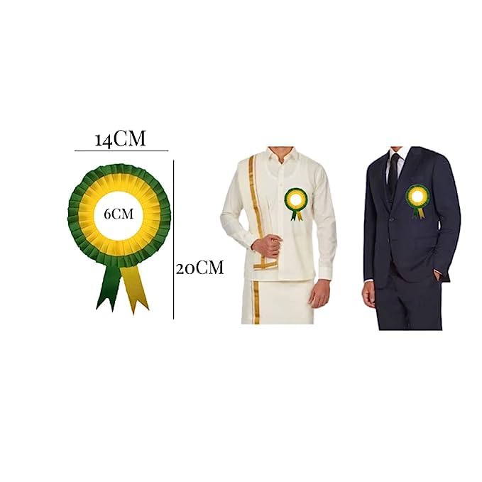 Image of NEXGEN Trends Double Line - Satin Badge for School College Event,Party, and Conference (Pack of 10) (Dark Green-Yellow)