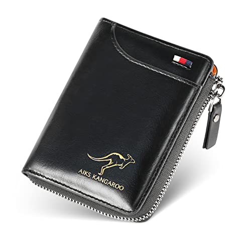 13 compartiments Portefeuille en cuir pour hommes, Grand portefeuille avec poches de pièces,portrait de portefeuille en cuir, portefeuille pour hommes avec protection RFID, portefeuille (Noir) Cover