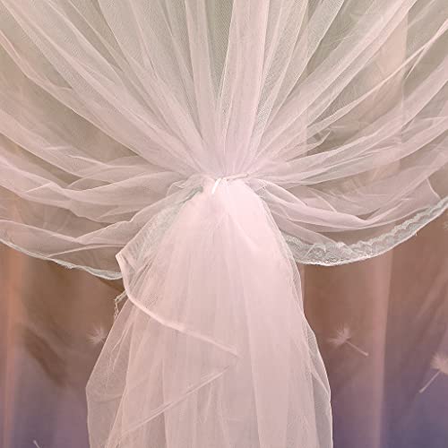 Romantisches, luxuriöses Moskitonetz mit 4 Eckpfosten und Nähten für Mädchen und Frauen, Betthimmel für Erwachsene, Hochzeit, Schlafzimmer, Kinderzimmer, Bettdekoration (Stitching