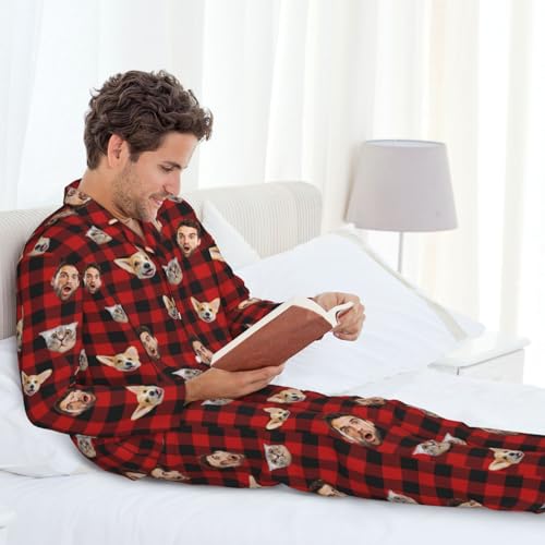 Custom Pajamas Set Christmas Pants Plaid Personalized Funny PJ Pant Design with Face Pajama4