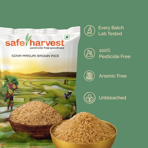 Image of Safe Harvest Sonamasuri Unpolished Brown Rice 5kg| Pesticides Free