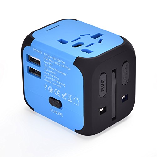 JMFONE International Travel Adapter and Converters Universal Power Outlet Plug 2 USB Wall Charger Worldwide All in One AC Plugs for European US EU UK AU 160 Countries (Does Not Convert Voltage)