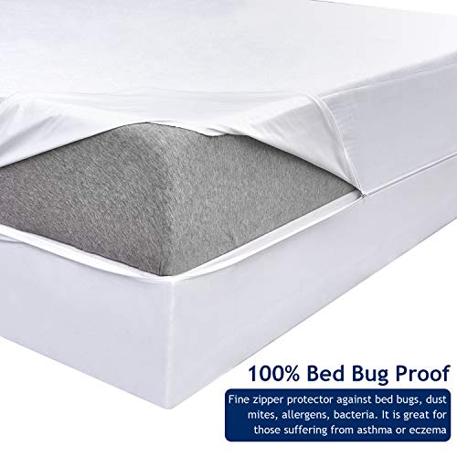 Premium Cooling Bamboo Zippered Mattress Encasement 6-Sided Waterproof Mattress Protector Hypoallergenic Noiseless Mattress Cover Cotton Terry Surface Mattress Pad Cover (King)