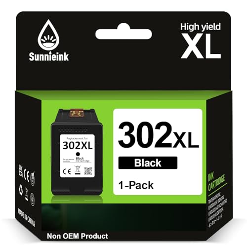 Cartucho de Tinta Negra 302, 302 Cartuchos de Tinta de Repuesto para HP 302, Tinta de Impresora 302...