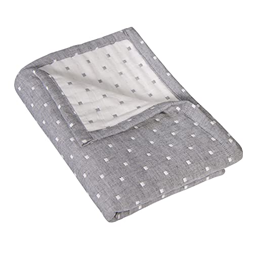 Image of NTBAY 3 Layer Toddler Blanket, Muslin Cotton Jacquard Bed Blankets, Lightweight Thermal Baby Blanket, Super Soft and Warm Crib Blanket for All Seasons, Decoration Gift, 30"x40", Grey Dot