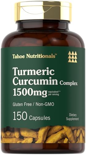 Tahoe Nutritionals Turmeric Curcumin Supplement | 1500 mg | 150 Capsules | Complex with Black Pepper | Non-GMO and Gluten Free