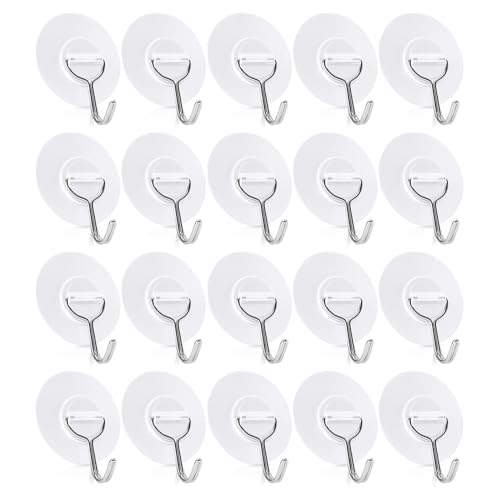 FackLOxc Juego de 20 prácticos ganchos de pared autoadhesivos, de soporte fuerte, para abrigos y sombreros, multiusos