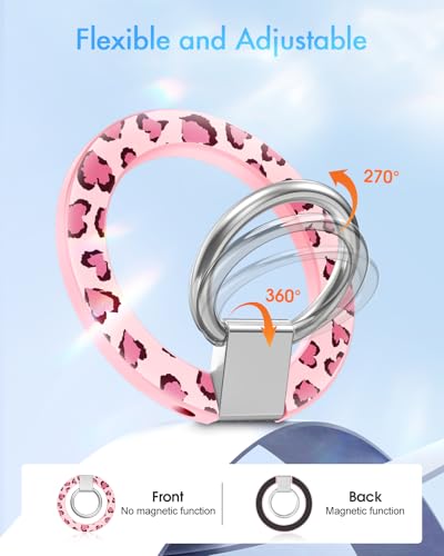 Image of Toycamp Phone Grip Ring Holder Compatible with MagSafe - Magnetic Phone Grip Stand Women Cute Painting Removable Rotatable Magnet Accessories for iPhone 17 Pro Max /16 /15 /14 /13 /12 Series, Leopard