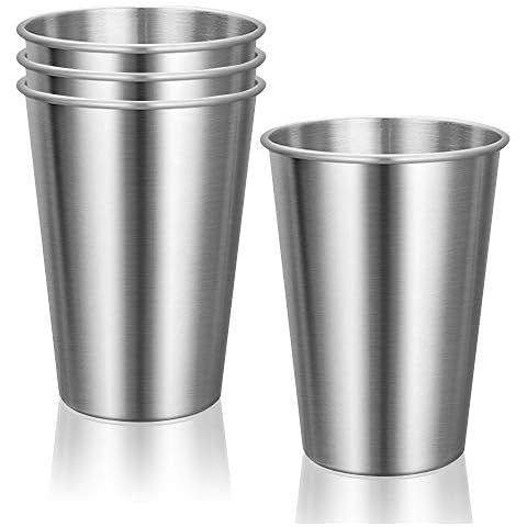 LELE LIFE 4-teilige Edelstahlbecher, Stapelbare Edelstahl Tasse Cover
