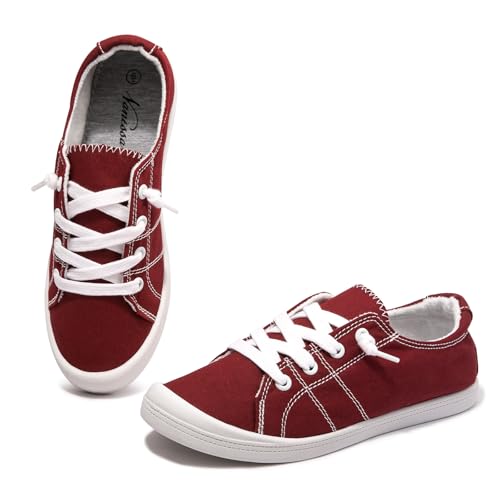 Image of Womens Slip On Shoes, Canvas Low Top Sneakers, Casual Classic Flat Shoes | Comfort Fashion Sneaker with Non Slip Rubber Outsole, Lightweight Tennis Shoes for Walking, Shopping, Picnic, Travel