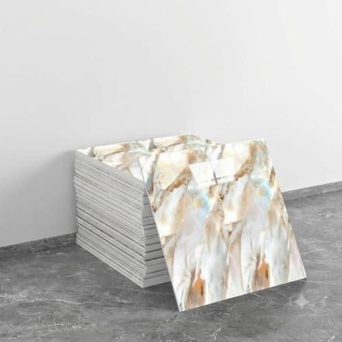 Image of WALLVEAR 2x2 Ft UV Marble Wall Panel Sheet Golden Cloud, Pack of 4