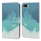 Flip phone case for Iphone 5G Iphone 5S PU Leather Wallet Card Slots Flip Case Watercolor Gradient Ramp Graffiti Art Printing with Stand Function Magnetic Protective Cover